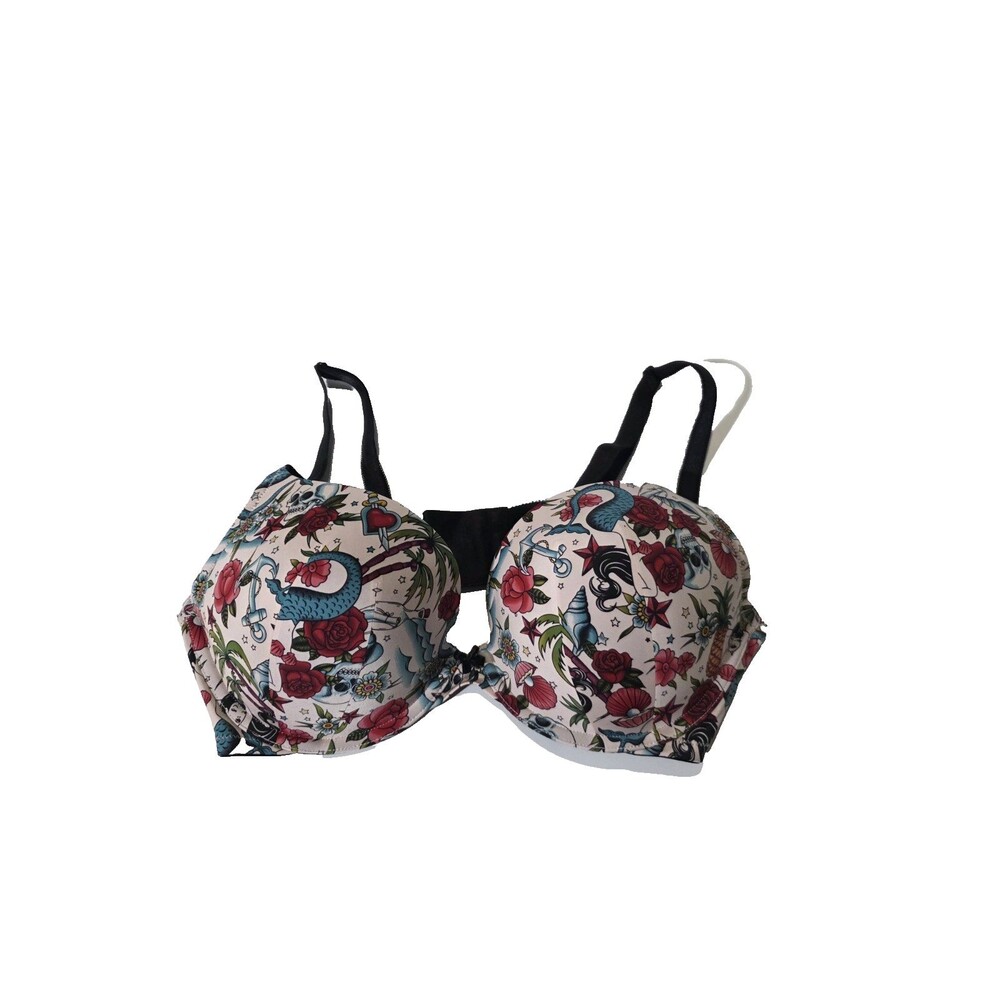 Torrid Curve Mermaid Skeleton Tatoo Bras Sz 40D